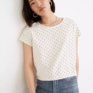 Madewell polka dot crop shirt with cap sleeves. Size medium.